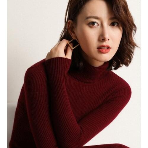 FNOCE 2020 new womens sweater simplicity all-match fashion elegant solid turtleneck long sleeve tight stretch slim sweaters