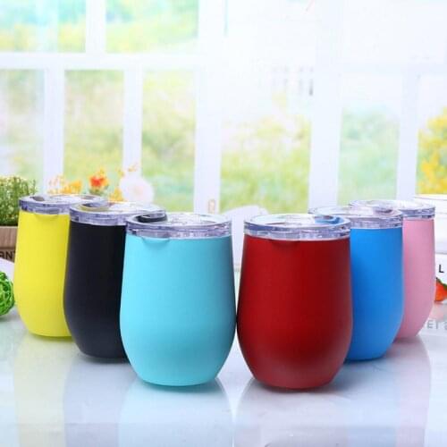350ml Stainless Steel Vacuum Flask Thermos Cup Cute Double Eggshell Cup Vacuum Flasks Travel Coffee Mug Creative Red Wine Glass