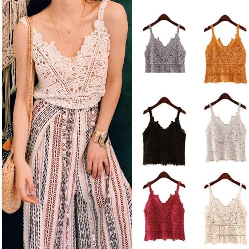 Spring Knitted Sleeveless Female Camisole Vest For Women Top Hollow O neck Sexy Womens Vests Clothes Fashion Casual Tank New