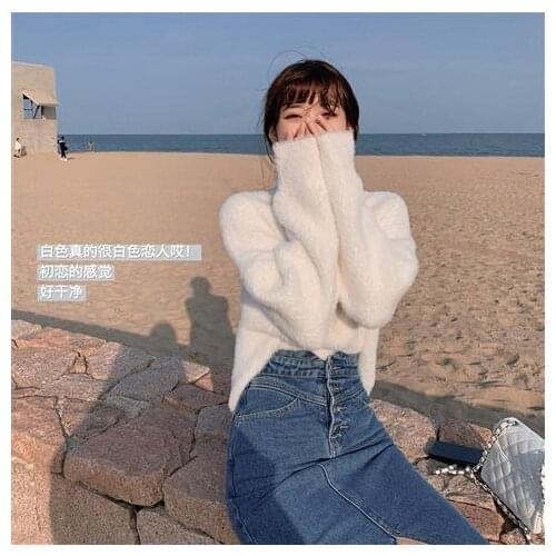 Woman Sweaters Chandails Waterproof Mink Velvet Autumn and Winter Turtleneck Sweater Womens Loose Sweater Plush Womens Top