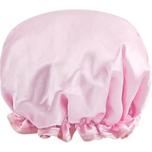 1pcs Double-layer waterproof shower cap female adult bathing hair cover shower head cover hat bathing hair cover oil-proof hair