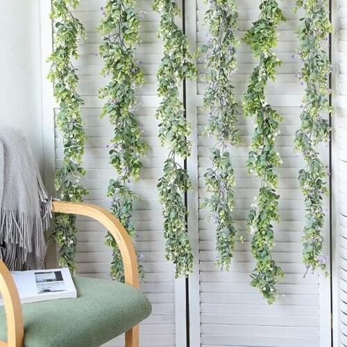 195CM Leaf Vine String Eucalyptus Grass Garland Artificial Plants For Wedding Decoration Fake Plants Vine Rattan Ivy Home Decor