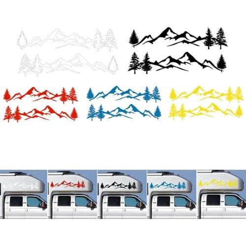 2* Car Sticker Mountain Decal Tree Forest Vinyl Graphic Kit For Camper RV Trailer Truck Art Sticker Car Decor Decals
