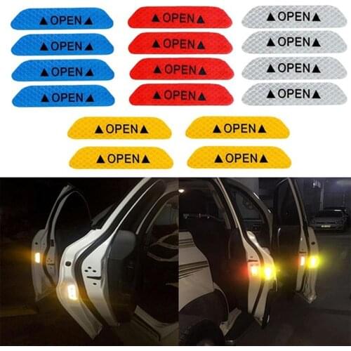 4PCS/SET Car Styling Warning Car Sticker Affixed To The Door To Open The Door Crash Safety Warning Stickers Reflective