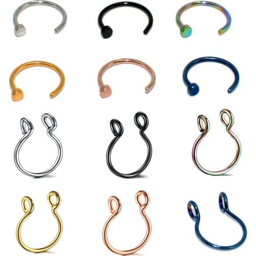 6pcs Fake Clip on Nose Piercing Septum Ring Flexible Faux Septum Hoop Nostril Ring Piercing Nose Rings Jwerelry