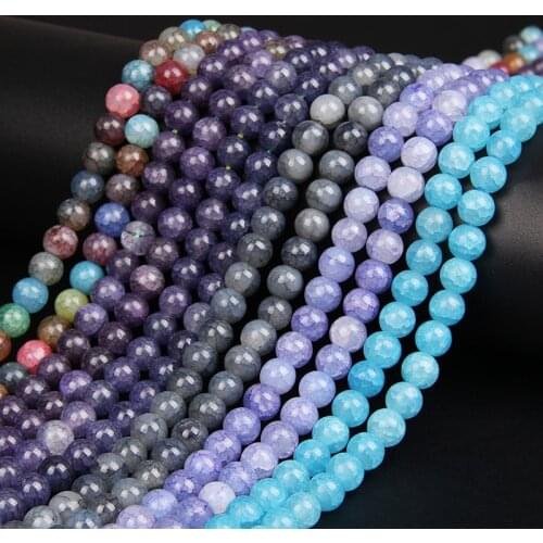 8mm Natural Agates Stone Beads Round Cracked Agat Purple Blue Loose Carnelian Beads For Jewelry Making DIY Bracelet Necklace 15"