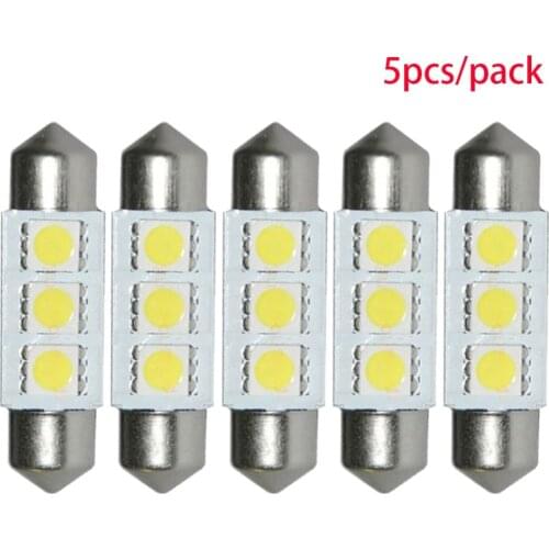 Bostar 5Pcs 36mm 3 SMD 5050 LED Bulb Cold White Festoon Interior Dome Auto LED Car Lamp Parking Light 12V #266633