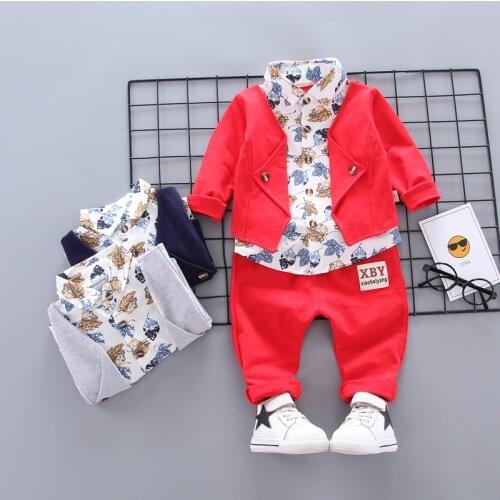 Spring Autumn Children Clothing Set New Fashion Baby Boys Shirt Fake Clothes Sport Suit Kids Boys Outfits Suit Set 1-4 Years