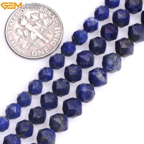 Gem-inside Natural Faceted Blue Lapis Lazuli Gemstone Precious Merkaba Beads for Jewelry Making DIY Jewellery Valentine Gift
