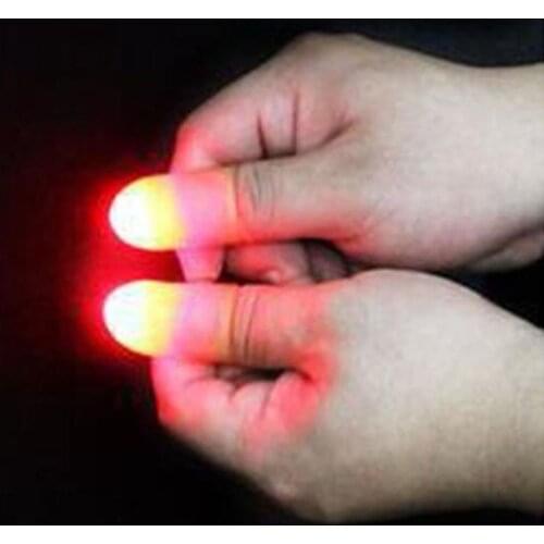 Hot Sale 2Pcs Magic Super Bright LED Light Up Thumbs Fingers Trick Appearing Light Close Up Light-Up Toys