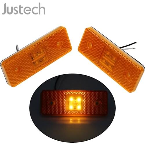 Justech 2 pcs 24V 4LED ORANGE AMBER SIDE MARKER INDICATOR LAMP LIGHT TRUCK LORRY TRAILER BUS
