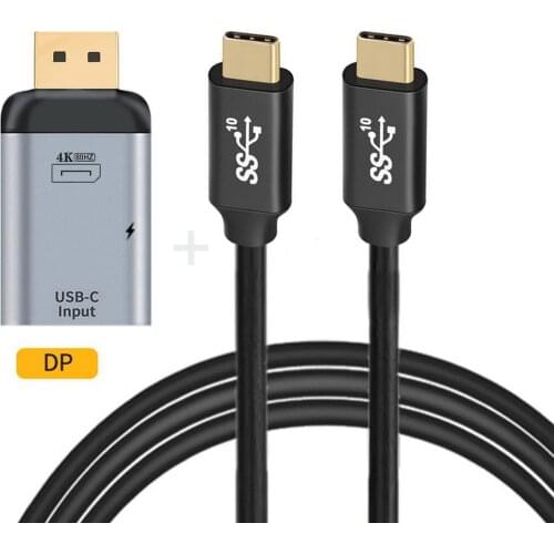 100W 10Gbps Cable & USB-C Type C Female Source to Displayport DP Sink HDTV & PD Power Adapter 4K 60hz 1080p for Phone & Laptop