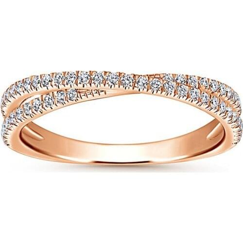 USTAR Crossing X rings for women fashion jewelry full shiny cubic zirconia Rose gold finger engagement rings female anel gifts