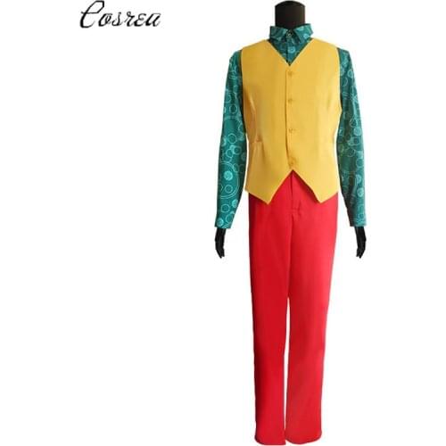 2019 Movie JOKER Cosplay Joaquin Phoenix Clown Clothes Arthur Fleck Costume Red Suit Halloween The Joker Jacket Uniform
