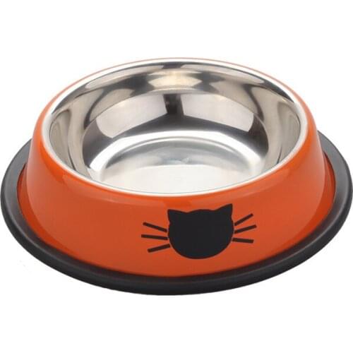Pet Stainless Steel Paint Bowl Cute Cat Printing Drinking Water Container Travel Portable Food Feeder Dog Bowls