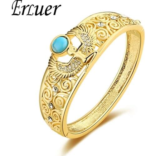 ARUEL Fashion Gold Color Women Austrian Wedding Crystal Rhinestone Angel Popular Big Bracelets & Bangles Jewelry Christmas Gift