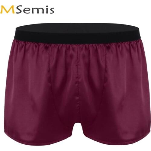 Men Shiny Wetlook Satin Lingerie Lightweight Lounge Sports Short Pants Sexy Homme Boxer Shorts Panties Slips Underpants US Stock