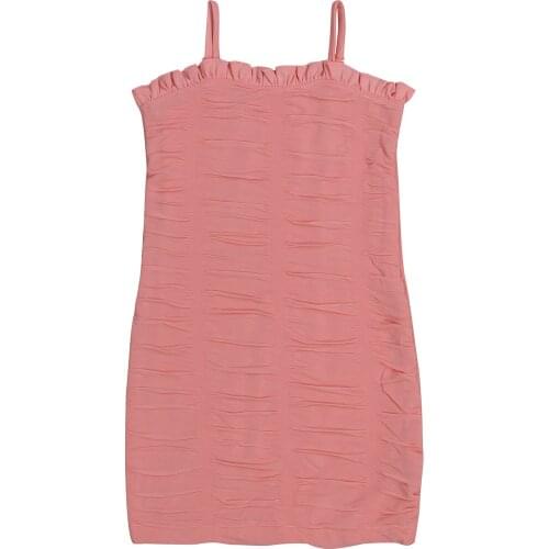 1-6 Y Kids Dress Solid Color Sleeveless Spaghetti Strap Close-Fitting Sundress For Summer Pink Soft And Comfortable Daily Wear
