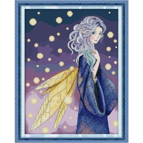 Natalia Fairy cross stitch kit aida 14ct 11ct count print canvas embroidery DIY handmade needlework