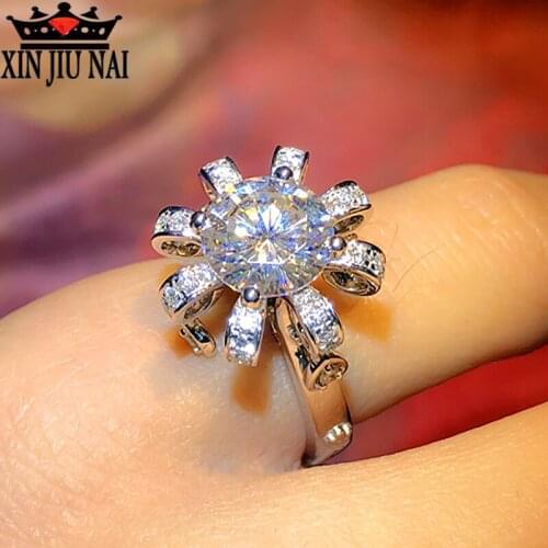 2020 new diamond-set 18K white gold classic petal love suit fashion luxury cute fresh romantic lady engagement wedding ring