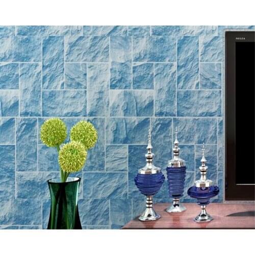 Beibehang Brick Nonwovens papel de parede Wallpaper Mediterranean Living Room Background 3d Wallpaper Vintage Striped Wall paper