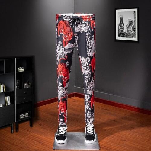 Hip EU/US Popular streetwear hop style Sweat Men track Pants comfortable cool red sweatpants full length trousers 1021