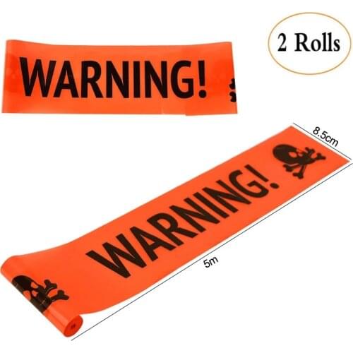 2Pcs 5m Halloween Props Plastic Skull Head Warning Line Sign For Halloween Festival Party Decoration Supplies Window Door Decor