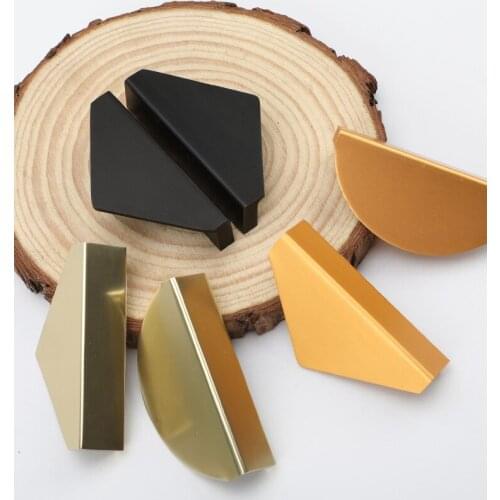 Modern simplicity Cabinet handles door pull Gold/Black Half round Drawer Knob Zinc Alloy Furniture Hardware Hole spacing 64mm