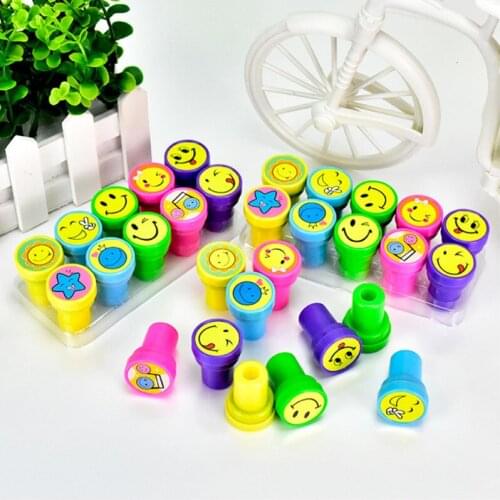 10pcs/lot Kids Stamps Toys Cartoon Smiley Face Kids Seal For Scrapbooking Stamper DIY Painting Photo Album Decor Arts Crafts DIY