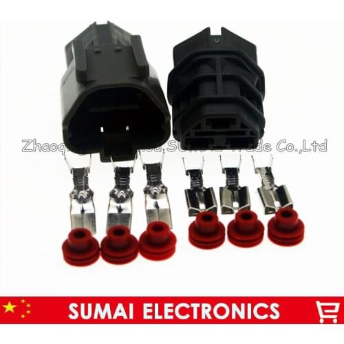 Male and Female 3 Pin/way 6.3mm excavator throttle motor plug,throttle positioner plug connector for Komatsu PC200-5/6
