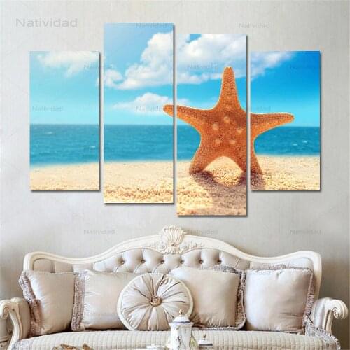 Modern Nordic Landscape Sea Shell Print Posters 4 Pieces Wall Art Canvas Modular Pictures for Kids Room Home Decor No Frame