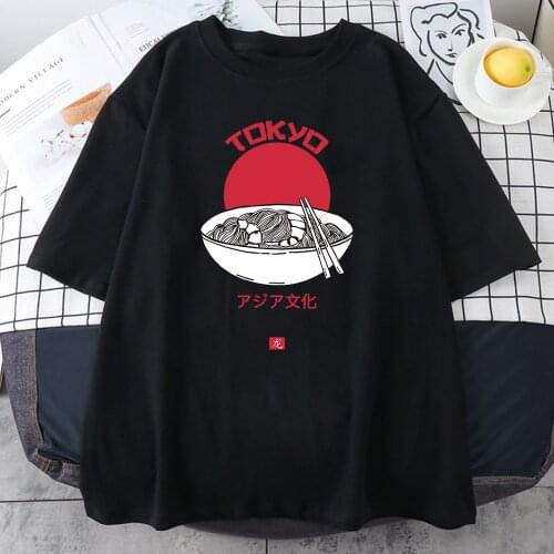 Tokyo Noodles Cartoon Comics T Shirts Girls 2021 Summer Soft Casual T-Shirt Korean Style New Tees Ins Fashion Womens Tshirts