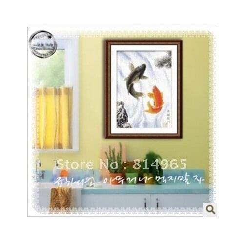 Embroidery FreeShipping 3 Pieces (1 lot=3 pieces) Classical Fish Leaping Over The Dragon Gate Water Cross Stitch