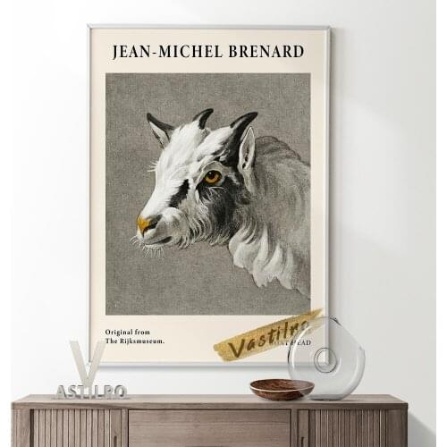 Jean Michel Bernard Animal Painting Exhibition Museum Art Prints Poster Goat Head Canvas Wall Stickers Living Room Home Decor