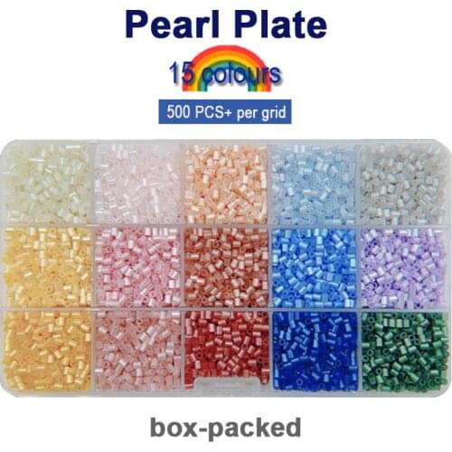 Yantjouet 2.6mm Pearl Plate Kits Mini Beads 15color 7500pcs Hama Beads Set Diy Box Pegboard Iron Beads Fuse Gift children Toy