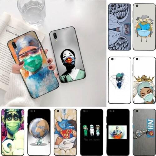 YJZFDYRM Nurse Queen Doctor King Fight Soft black Phone Case For Vivo Y91c Y17 Y51 Y67 Y55 Y93 Y81S Y19 V17 vivos5