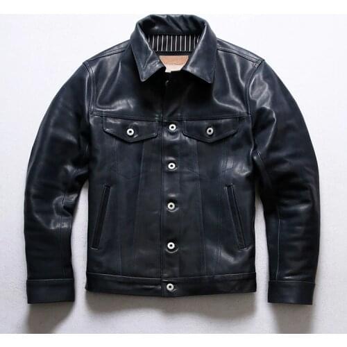 YR!Free shipping.sales.Japan classic casual 557 style horsehide jacket.fashion quality men slim genuine leather coat