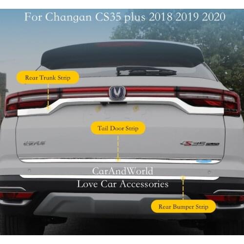For Changan cs35 plus 2018-2020 Rear Trunks Strips Tail Door Lights Bumper Garnish Trims Stainless Steel Molding Car Accessories