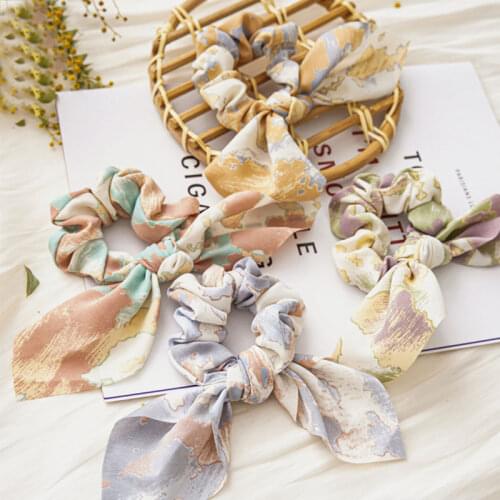 Women Elastic Hair Rope Ponytail Holder Hair Accessories Vintage Tie-dye Scrunchies Hair Ties Rope For Women Elastic Hairband