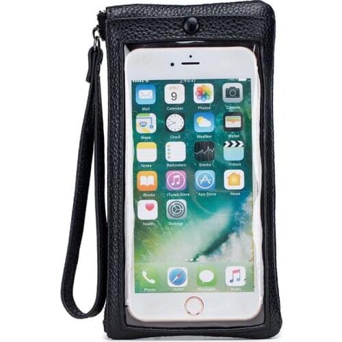 Wallet Handbag Woman Wrist Bag Women Wallet Cow Leather Purse Touch Screen Bag Handy Bag Lady Mobile Phone Big Card Holders