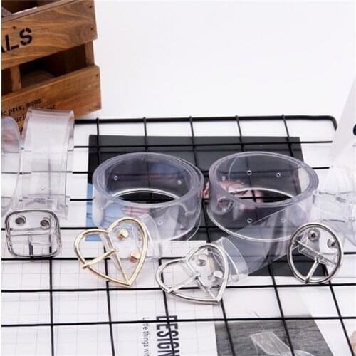 Heart Belts For Women Resin Cute Transparent Belt Jeans Dress Waist Strap Pin Buckle Harajuku Ladies Round PVC Clear Belt