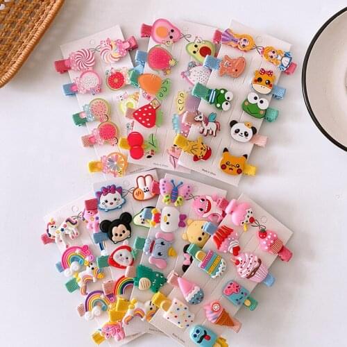 10 Pcs/set Children Beautiful Colorful Cute Cartoon Fruit Animal Duckbill Clip Sweet Girl Princess Barrettes Hair Accessories