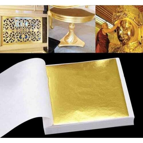 100pcs Imitation Gold Silver Foil Paper Leaf Sheet Gilding DIY Art Craft Paper Birthday Party Wedding Cake Dessert Decorations