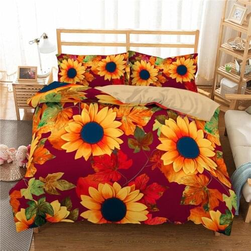 2021 sunflower bedding set 3d flower printed bed linen 2/3pcs set duvet cover set Comforter Cover Pillowcase Bedding sets