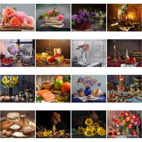 5D Diy Full Square Diamond Painting Flower Fruit Cake Dessert Embroidery Picture Mosaic Rhinestone Cross Stitch Accessories Gift