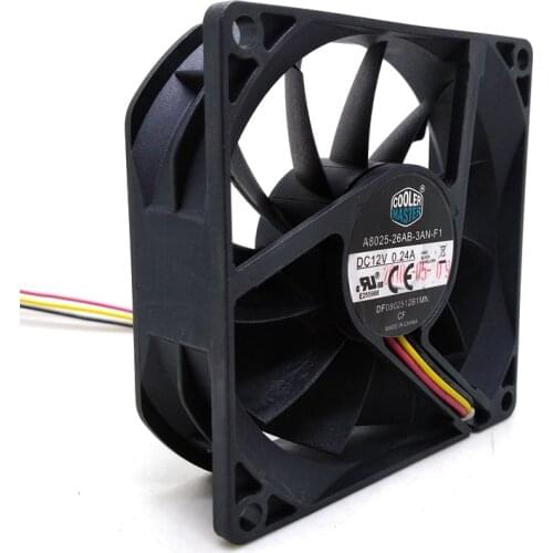 80mm cooling fan DC 12V Original A8025-26AB-3AN-F1 DF0802512B1UN DC12V 0.24A 80x80x25MM 8cm 3Lines Computer cooling fan