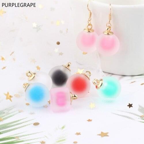 DIY Jewelry Accessories Resin Cool Summer Transparent Sweet Meng Round Beads Earrings Pendant Material Pendant A pack of 10