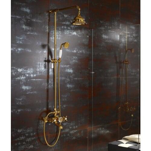 Free shipping pvd 24k gold clour Rainfall shower and bath faucet mixer tap