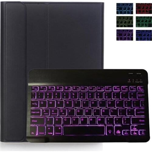 7 Color Backlight Wireless Keyboard for Huawei Matepad T10 9.7" T10S 10.1" Tablet Case with PU Leather Protect Stand Cover +pen