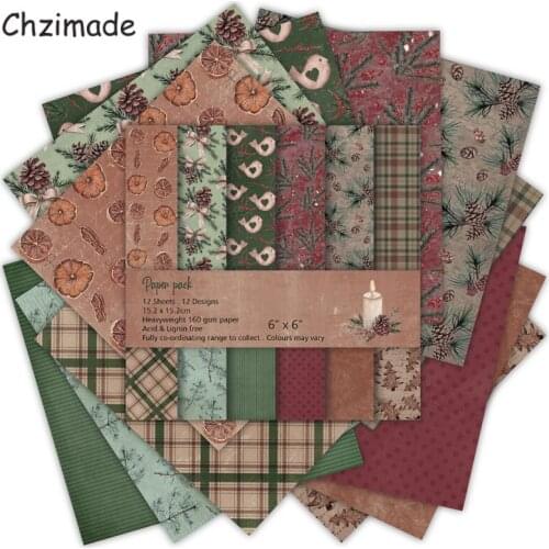 Chzimade 12Sheets Leaves Branch Printed Scrapbooking Paper Packs For Card Making DIY Scrapbook Paper Background Crafts